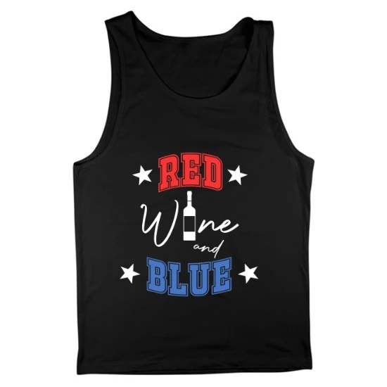 Red Wine and Blue Wine Bottle Mens Tank Top
