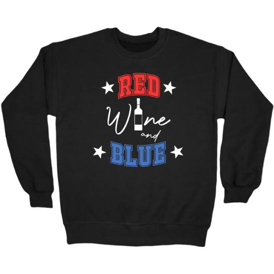 Red Wine and Blue Wine Bottle Crewneck Sweatshirt 01