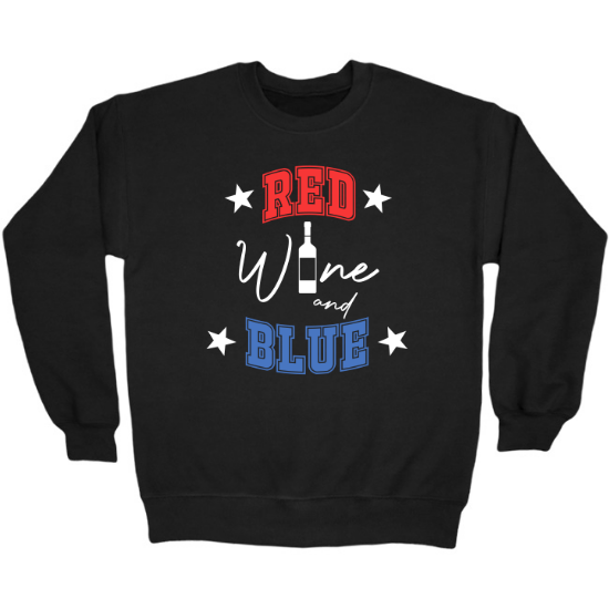 Red Wine and Blue Wine Bottle Crewneck Sweatshirt 02