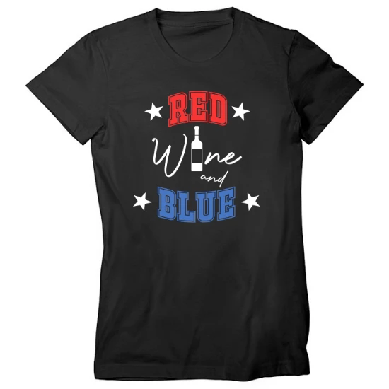 Red Wine and Blue Wine Bottle Womens T-Shirt 02