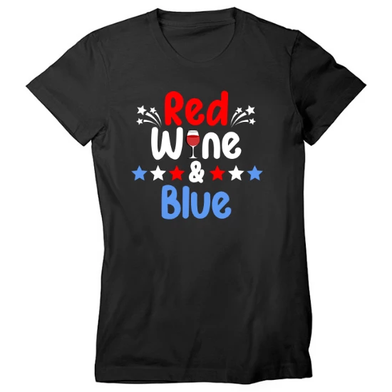 Red Wine and Blue Celebration Womens T-Shirt