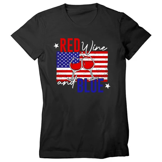 Red Wine and Blue American Pride Womens T-Shirt