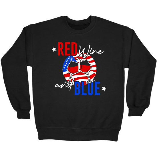 Red Wine and Blue American Flag Crewneck Sweatshirt