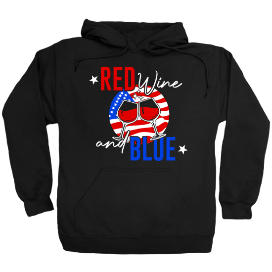 Red Wine and Blue American Flag Hoodie