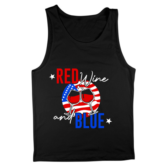 Red Wine and Blue American Flag Mens Tank Top