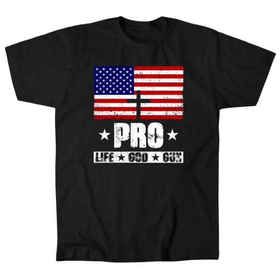 Pro Life God Gun American Flag Mens T-Shirt