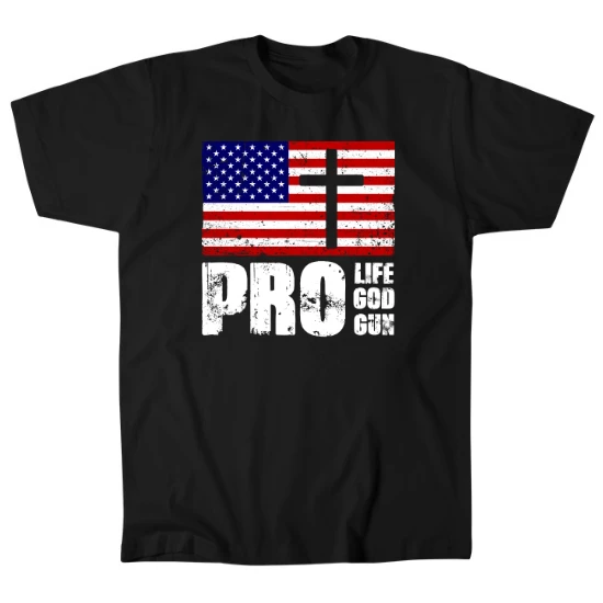 American Flag Pro Life God Gun Mens T-Shirt