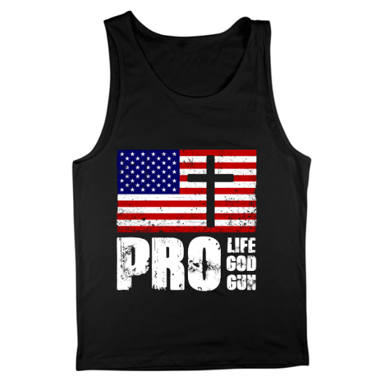 American Flag Pro Life God Gun Mens Tank Top