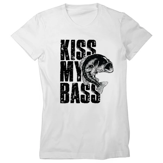Kiss My Bass Distressed Womens T-Shirt