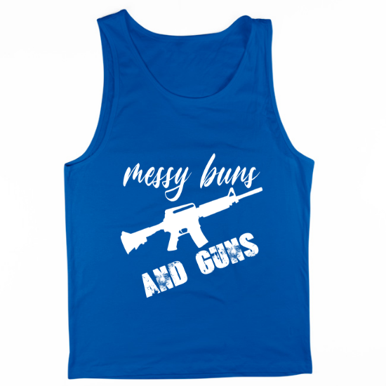 Messy Buns and Guns Rifle Mens Tank Top