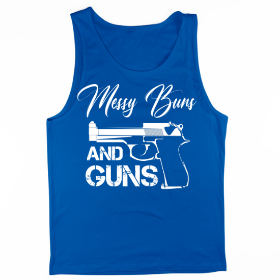 Messy Buns and Guns Pistol Mens Tank Top