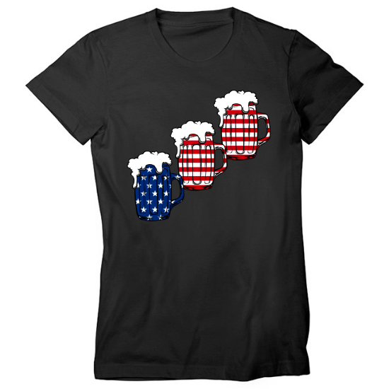 Merica Beer Flag Mugs Womens T-Shirt