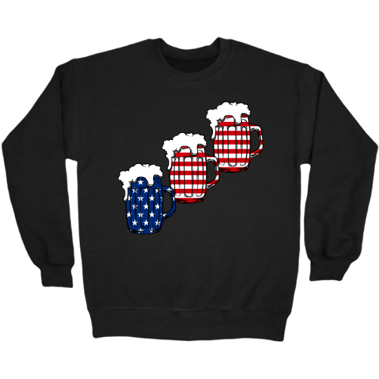 Merica Beer Flag Mugs Crewneck Sweatshirt