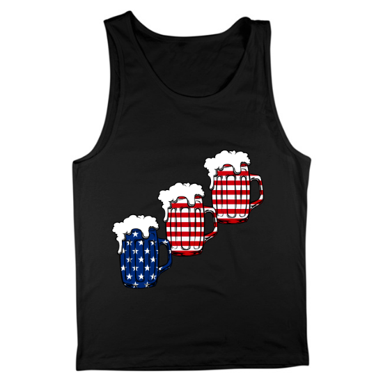 Merica Beer Flag Mugs Mens Tank Top