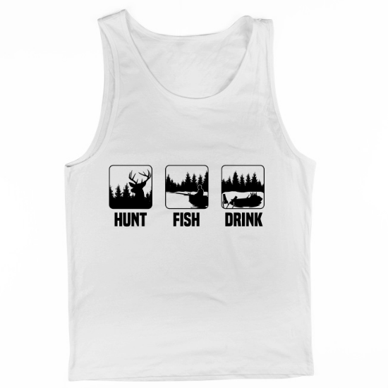 Hunt Fish Drink Sketch Black Mens Tank Top