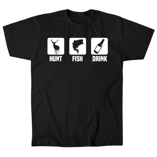 Hunt Fish Drink Icons Mens T-Shirt