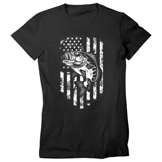 American Flag Fishing Womens T-Shirt