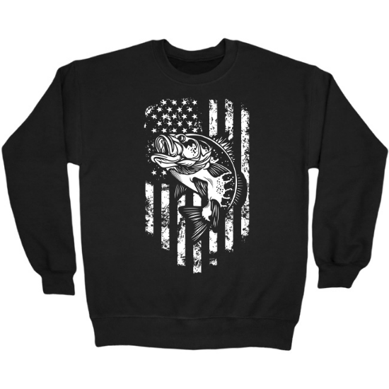 American Flag Fishing Crewneck Sweatshirt