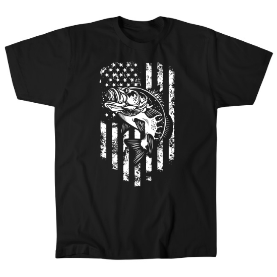 American Flag Fishing Mens T-Shirt
