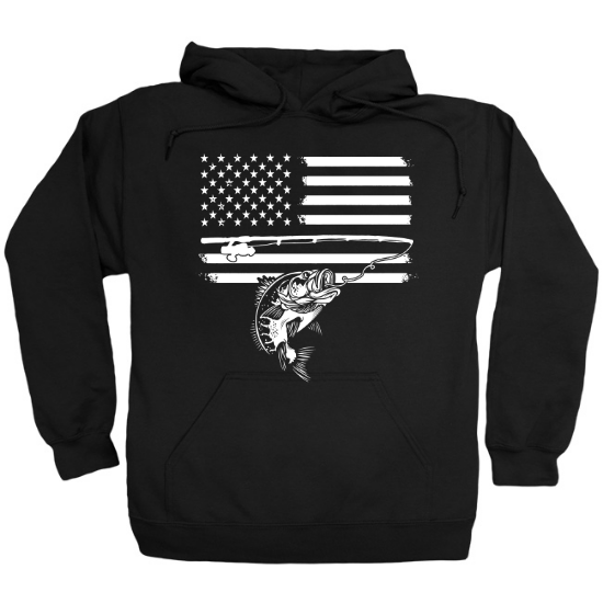 Flag Fishing Rod and Bass Hoodie
