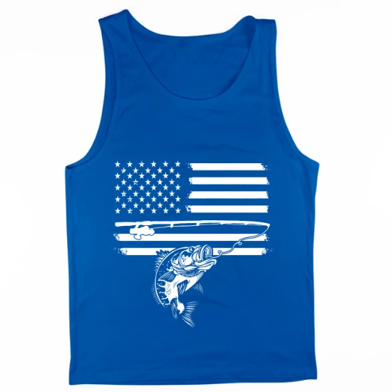 Flag Fishing Rod and Bass Mens Tank Top