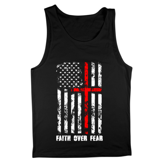 Faith Over Fear Red Line Mens Tank Top