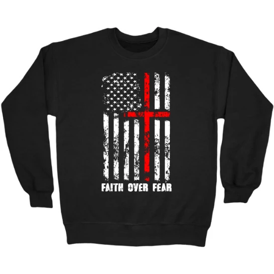 Faith Over Fear Red Line Crewneck Sweatshirt 01