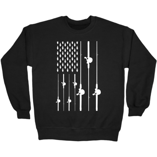 Flag Fishing Rod Crewneck Sweatshirt