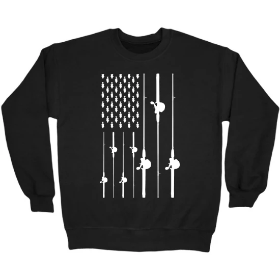 Flag Fishing Rod Crewneck Sweatshirt