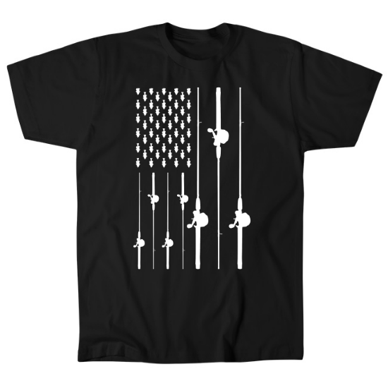 Flag Fishing Rod Mens T-Shirt