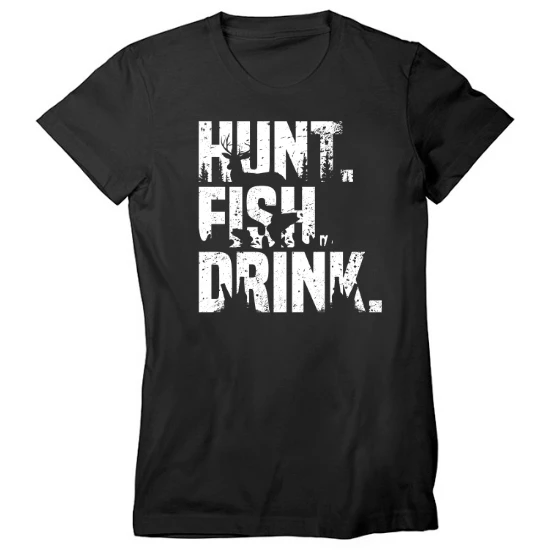 Hunt Fish Drink Silhouettes Womens T-Shirt 01