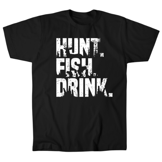 Hunt Fish Drink Silhouettes Mens T-Shirt 01