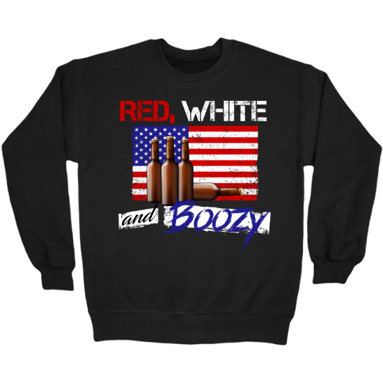 Red White and Boozy Merica Crewneck Sweatshirt