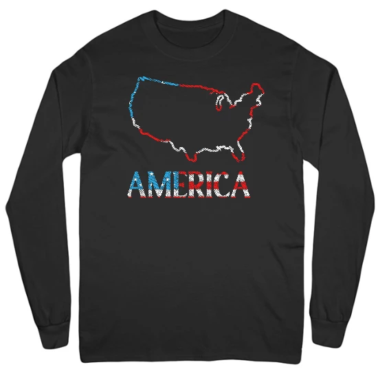 America Map Mens Long Sleeve T-Shirt