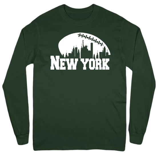 New York Jets Football Skyline Mens Long Sleeve T-Shirt