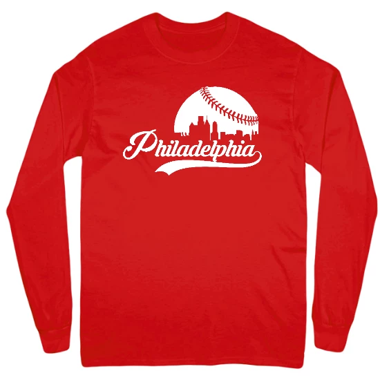 Philadelphia Baseball Skyline Mens Long Sleeve T-Shirt