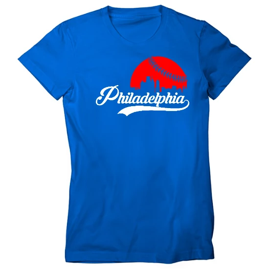 Philadelphia Baseball Skyline Womens T-Shirt 01