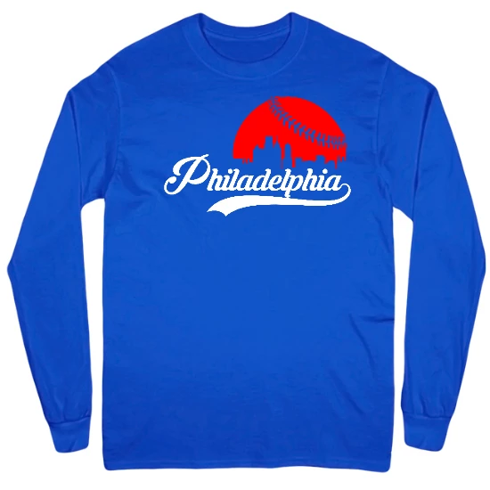 Philadelphia Baseball Skyline Mens Long Sleeve T-Shirt 01