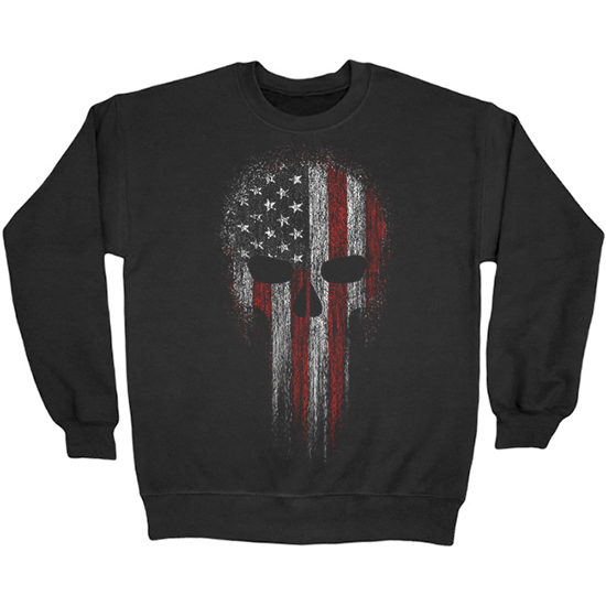 USA Flag Skull Patriotic  Crewneck Sweatshirt